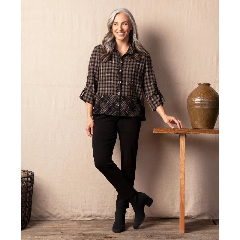 Women's Habitat Autumn Plaid Mix Jacket Morel Herringbone Jacket Checkered Jacket Solid Jacket
