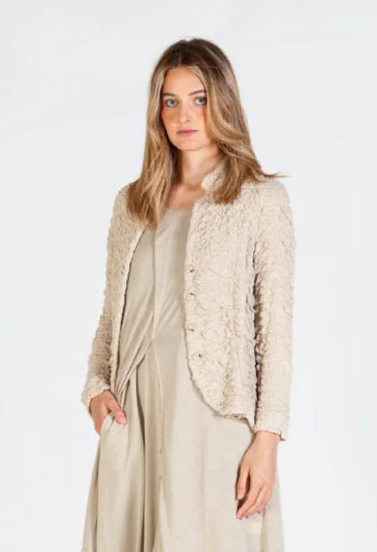 Mama B - Textured Knit Jacket in Creme Rayon Jacket Velvet Jacket Corduroy Jacket