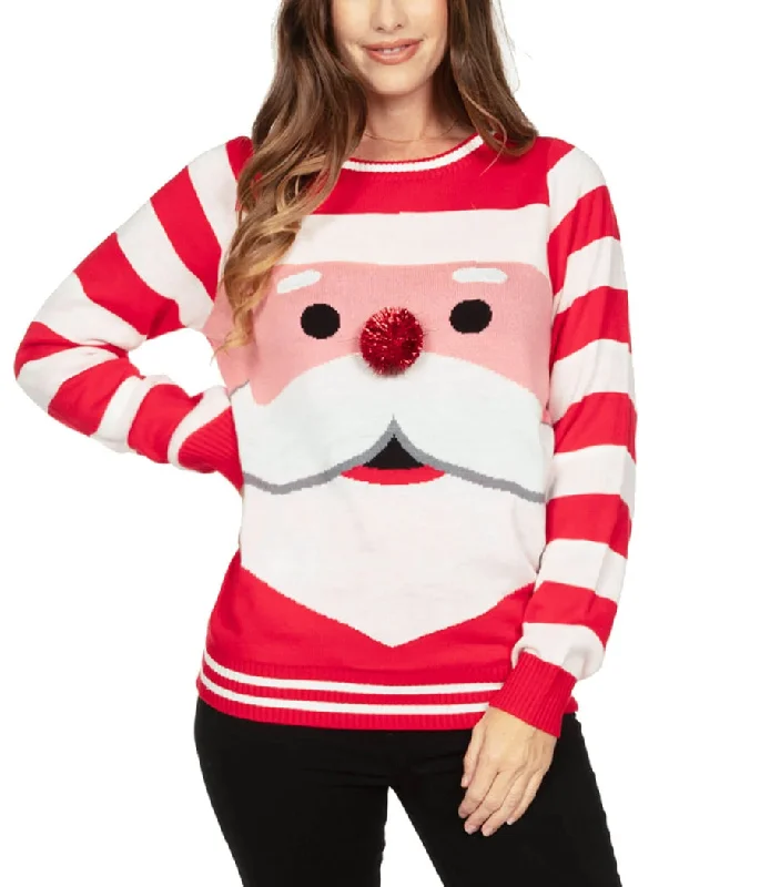 Women's Santa's Close Up Ugly Christmas Sweater Soft Cozy Warm