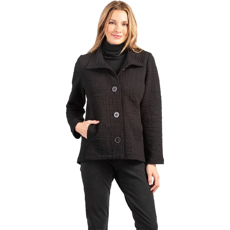 Women's Habitat Box Quilt Button Front Jacket Black Toggled Jacket Drawstring Jacket Belted Jacket Women's Habitat Box Quilt Button Front Jacket Black Toggled Jacket Drawstring Jacket Belted Jacket