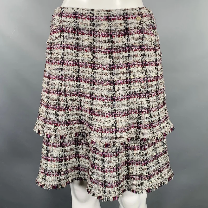 CHANEL FW2005 Size 4 Grey Purple Silk Blend Layered Skirt maxi skirt elegant