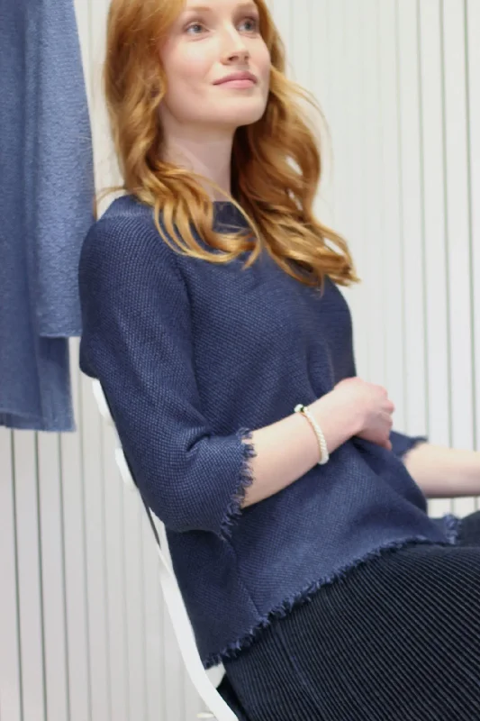 Knitworks Knitted Sweater Blue Seamless Knitted Crochet