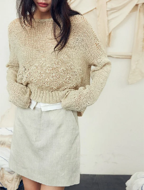 Linen patchwork skirt mini skirt trendy