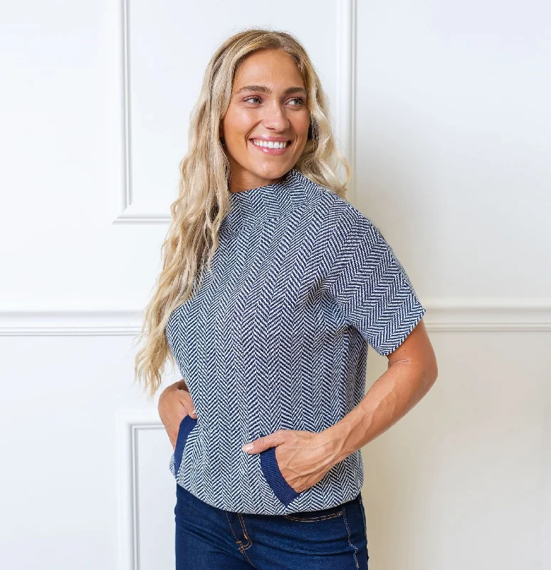 Mock Neck Short Sleeve Sweater Thin Thick Dense