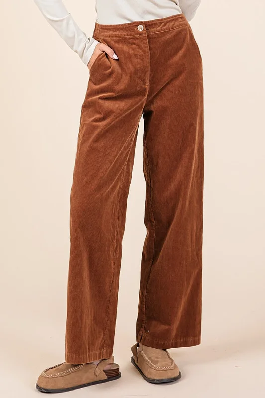 Hazel Blues® |  Mittoshop Corduroy Back Elastic Waist Pants High-Waist Jeans