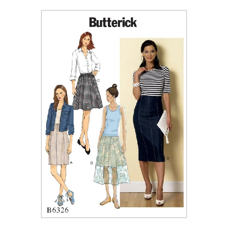 Butterick Pattern B6326 Misses' Raised-Waist or Elastic-Waist Skirts wrap skirt elegant