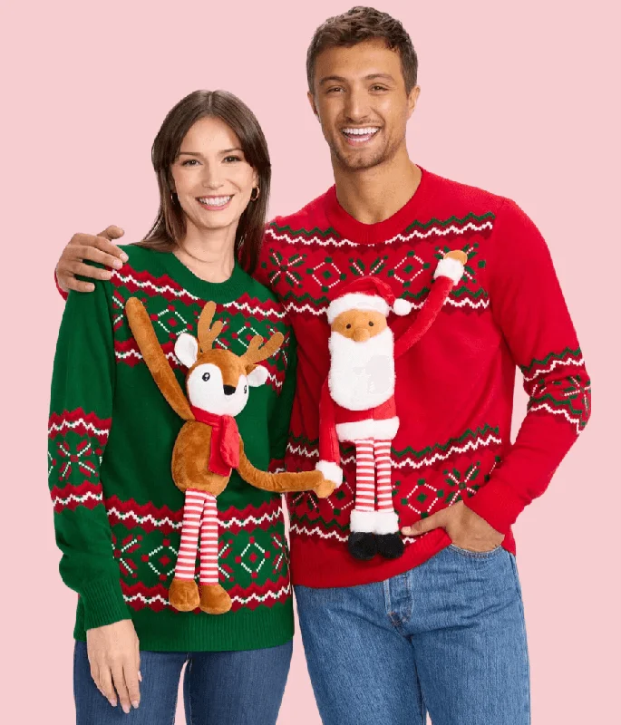 Reindeer & Santa Magnetic Duo Ugly Christmas Sweaters (Unisex) Tailored Straight A-Line Reindeer & Santa Magnetic Duo Ugly Christmas Sweaters (Unisex) Tailored Straight A-Line