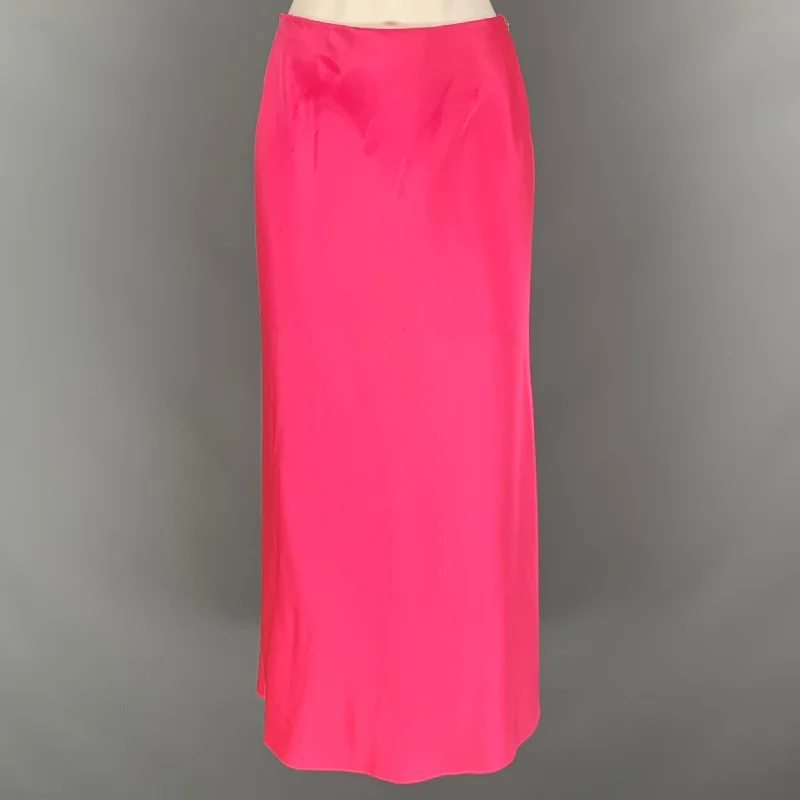 ALICE + OLIVIA Size 8 Pink Triacetate Blend Solid A-Line Skirt wool skirt warm