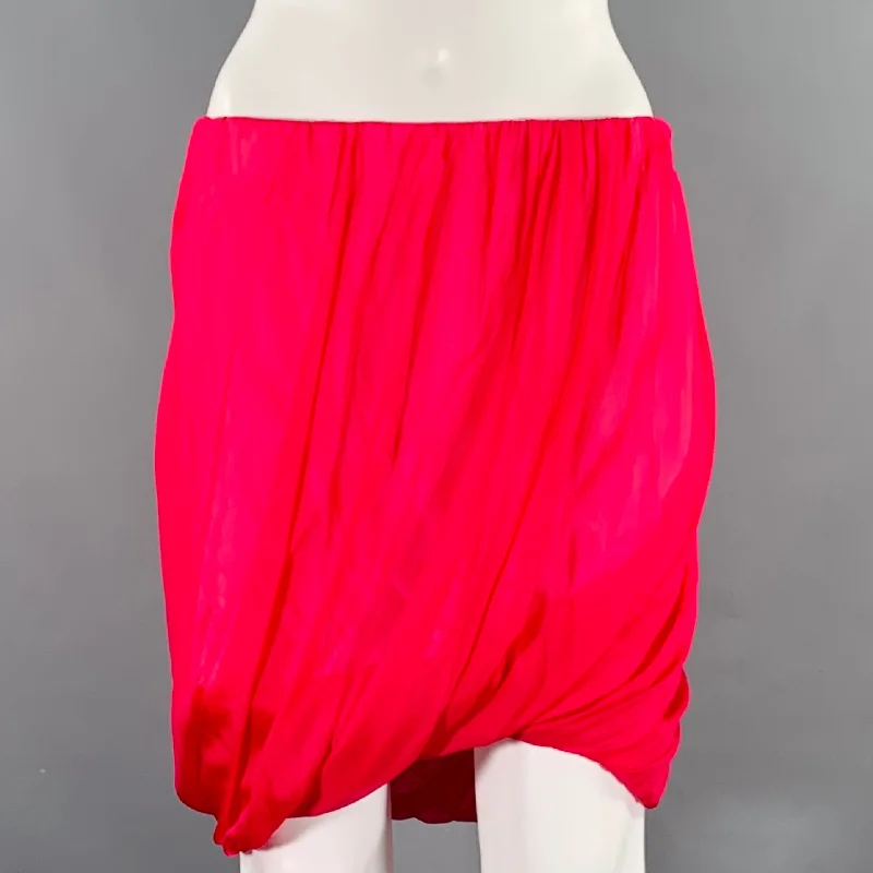 HELMUT LANG Size S Pink Silk Bubble Hem Skirt slim fit skirt
