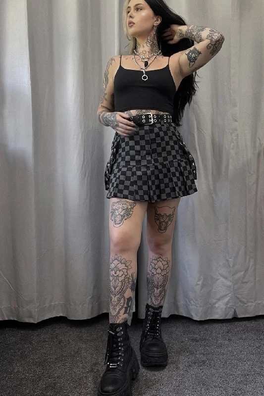 Checkerboard cargo Skirt cashmere skirt fine