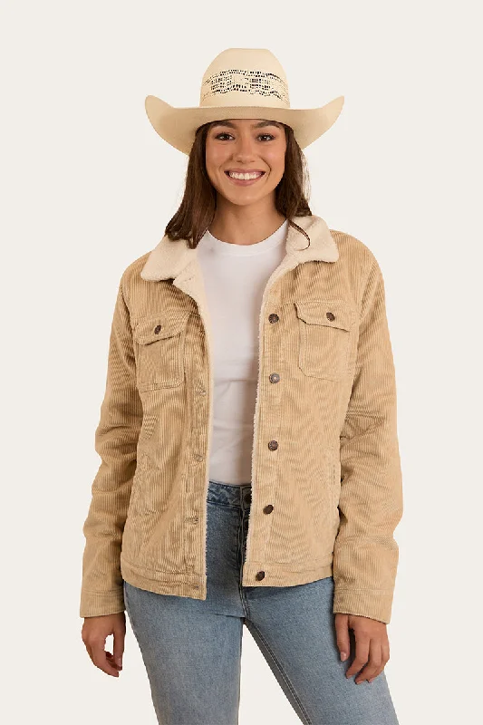 Mayfield Womens Cord Jacket - Dark Sand Denim Fabric Leather Fabric Suede Fabric