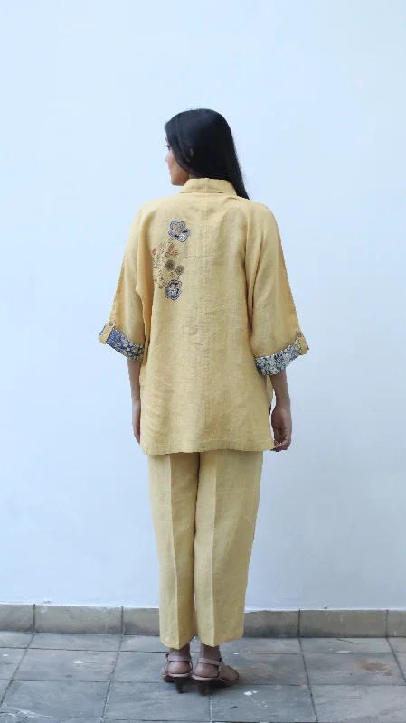 Digital Print Embroidered Pants Chic Slim Fit Pants