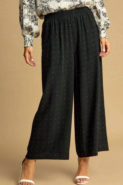 Umgee High Waisted Embellished Linen Pants Plus Size Classic Chino Pants