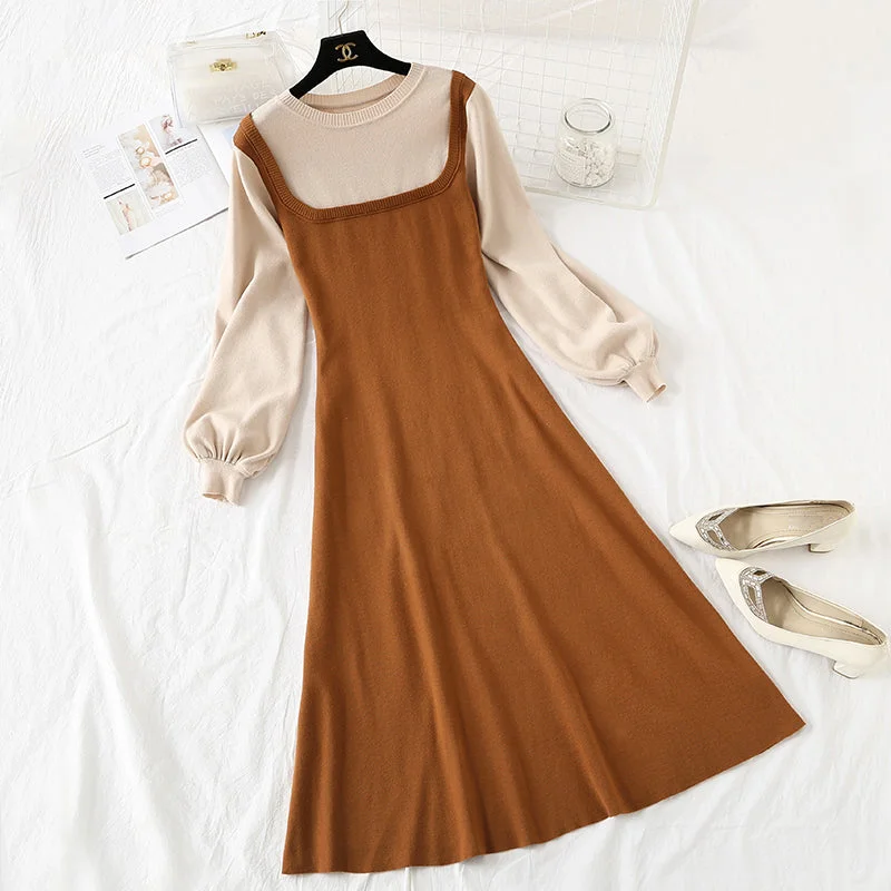 New French retro color matching college slim bottomed sweater long skirt 2424 Spandex Blend Rayon Blend Denim Blend New French retro color matching college slim bottomed sweater long skirt 2424 Spandex Blend Rayon Blend Denim Blend