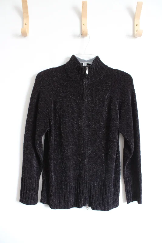 Denim & Co. Black Fuzzy Full Zip Sweater | XS Wool Sweater Cotton Sweater Cashmere Sweater Denim & Co. Black Fuzzy Full Zip Sweater | XS Wool Sweater Cotton Sweater Cashmere Sweater