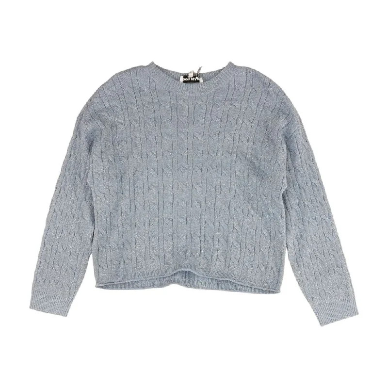 Blue Solid Crewneck Sweater Modern Contemporary Chic