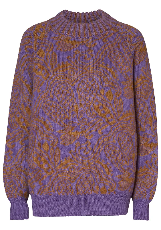 Strada Sweater Purple Butterfly Jacquard Fleece Fabric Down Fabric Feather Fabric