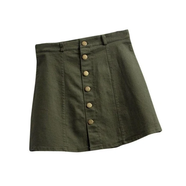 High Waist Denim Button Up Skirt corduroy skirt cozy
