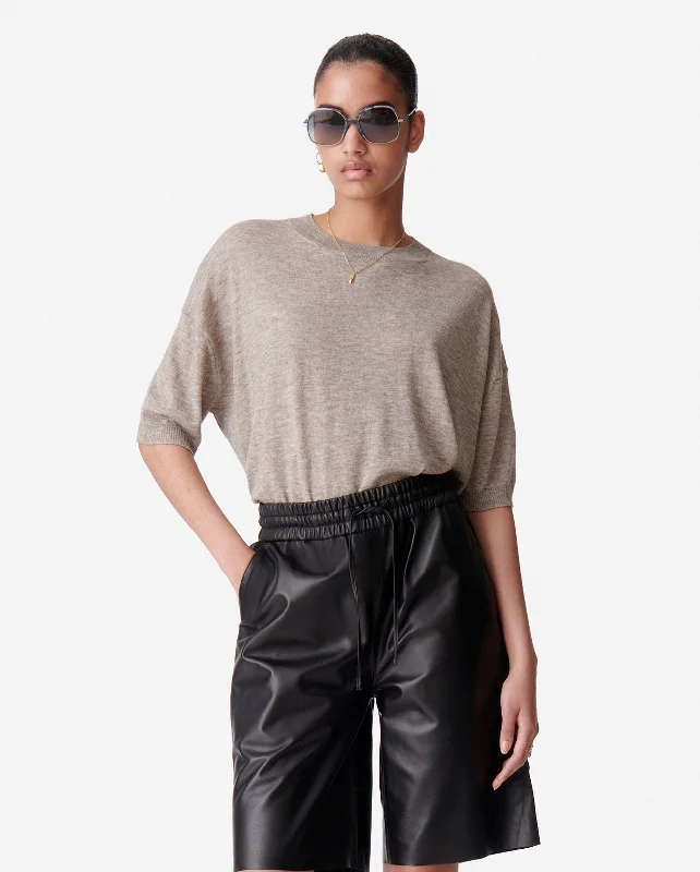 DELIAH SS SWEATER / TAUPE Wool Sweater Cotton Sweater Cashmere Sweater