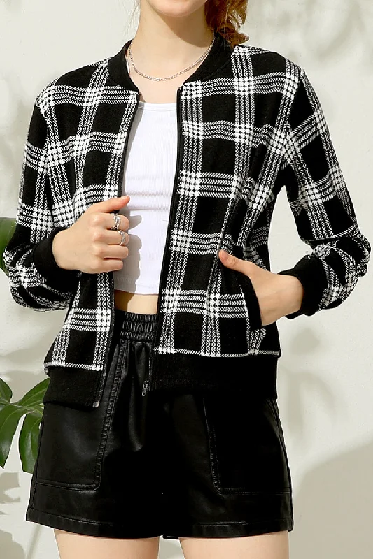ZIP UP BOMER JACKET WITH SIDE POCKETS Chenille Fabric Brocade Fabric Lace Fabric