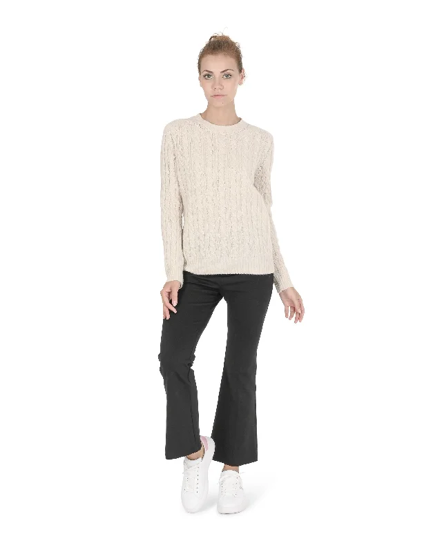 Crown of Edinburgh Cashmere Womens Round Neck Sweater COE 0033 CREAM Iron Safe Non-Iron Wrinkle Free Crown of Edinburgh Cashmere Womens Round Neck Sweater COE 0033 CREAM Iron Safe Non-Iron Wrinkle Free