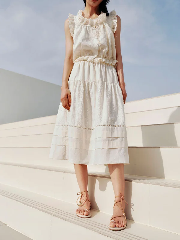 Lace embroidery skirt chiffon skirt delicate
