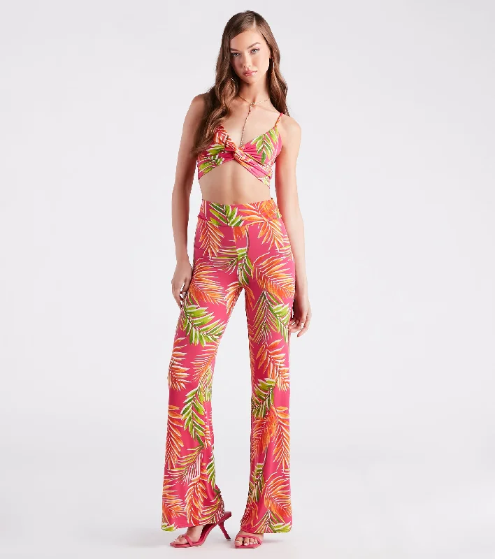 Tropical Destination High Waist Palazzo Pants Trendy Printed Pants
