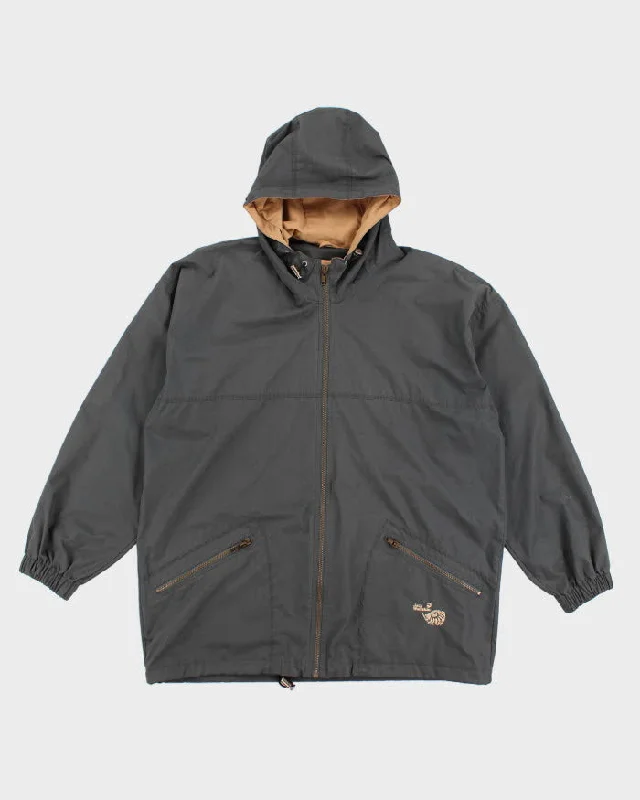 Jack Wolfskin Grey Windbreaker Jacket - L A-Line Jacket Boat Neck Shawl Collar