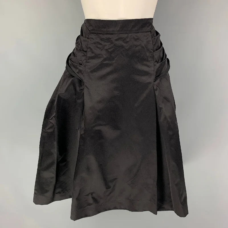 PRADA Size 6 Black Silk A-Line Skirt denim skirt durable