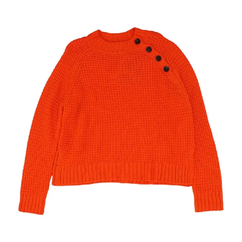 Red Solid Crewneck Sweater Fleece Sweater Nylon Polyester