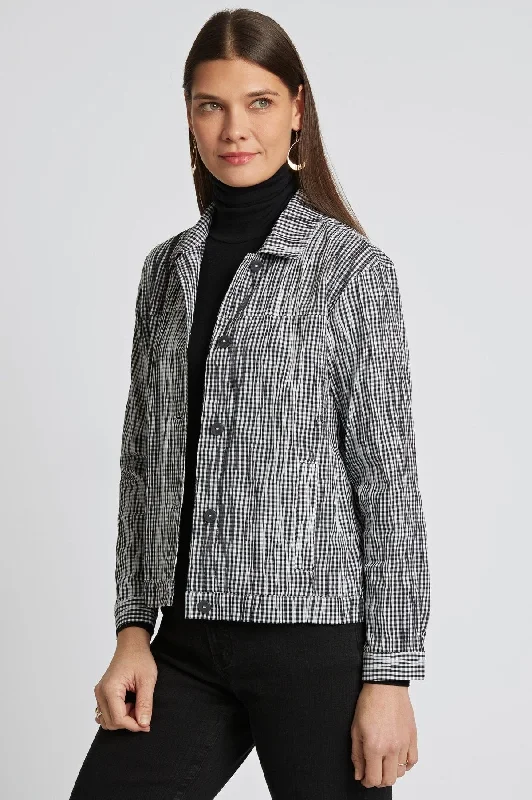 Thelma Mini Gingham Crinkle Long Sleeve Jean Jacket Striped Jacket Polka Dot Jacket Floral Jacket Thelma Mini Gingham Crinkle Long Sleeve Jean Jacket Striped Jacket Polka Dot Jacket Floral Jacket
