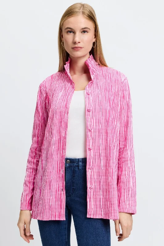 Carolina Crinkle Mini Gingham Long Sleeve Shirt Jacket Welt Pockets Slit Pockets Flap Pockets Carolina Crinkle Mini Gingham Long Sleeve Shirt Jacket Welt Pockets Slit Pockets Flap Pockets