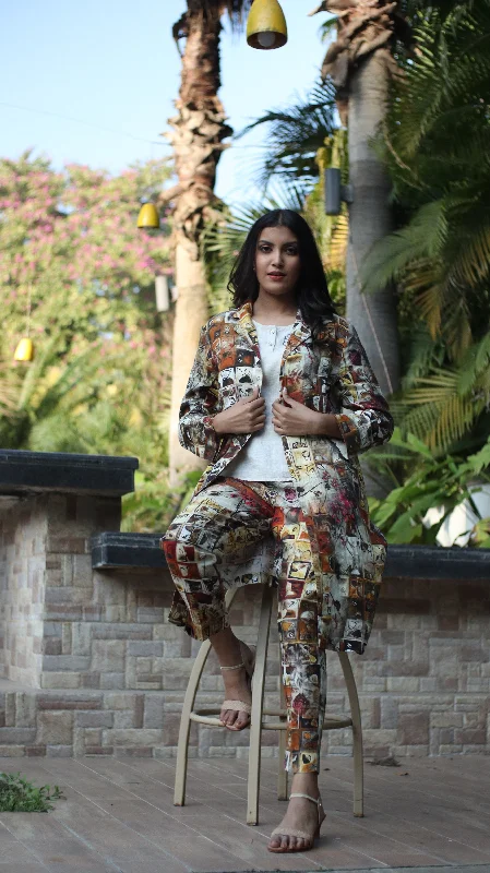 Digital Print Pants Elegant Dress Pants
