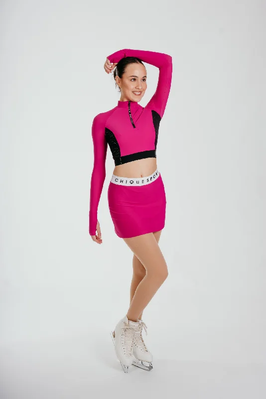 Fearless Skirt in Fuchsia leather skirt sleek