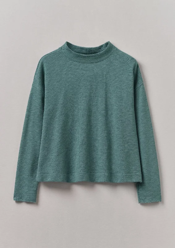 Loopback Jersey Easy Sweater | Dusty Jade Mesh Sweater Canvas Denim