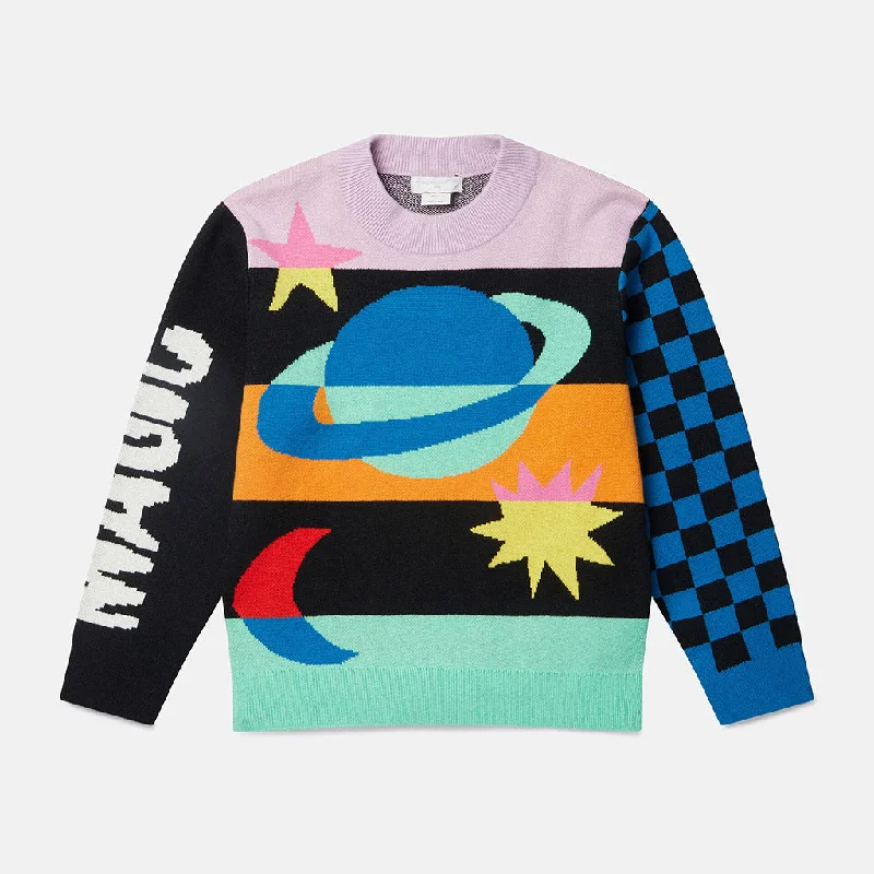 Multicolor Cosmic Knit Sweater Thin Thick Dense