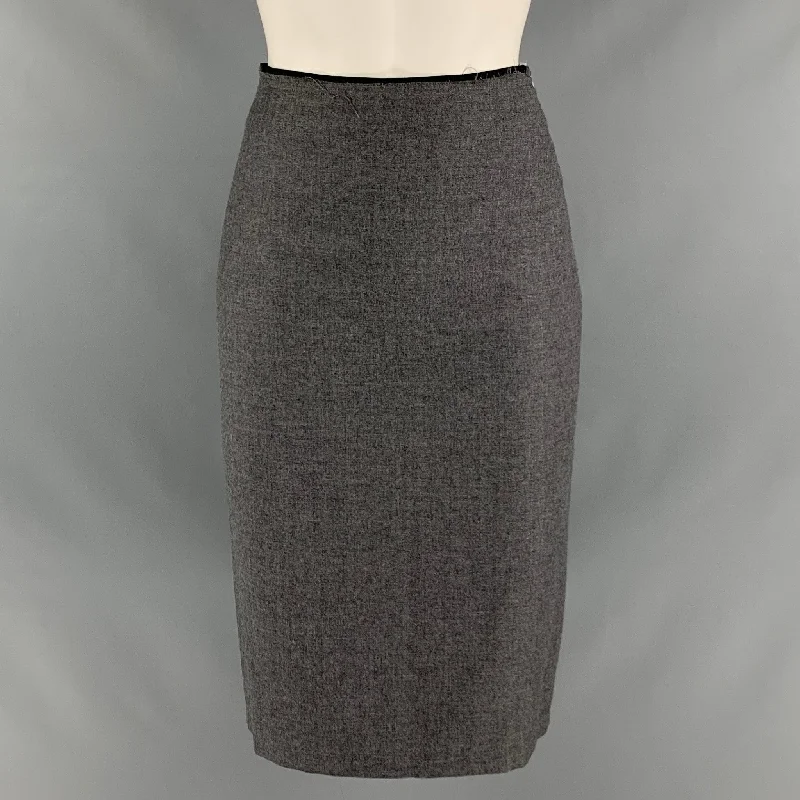 TSUNODA Size 0 Grey Wool Polyester Pleated Pencil Mid-Calf Skirt denim skirt classic