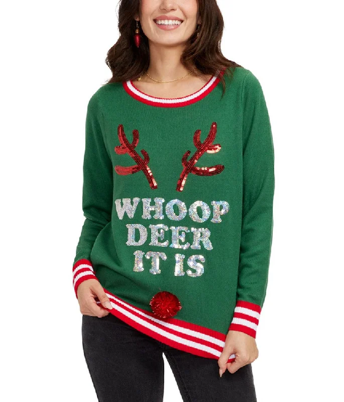 Women's Whoop Deer It Is Ugly Christmas Sweater Stylish Fashionable Trendy