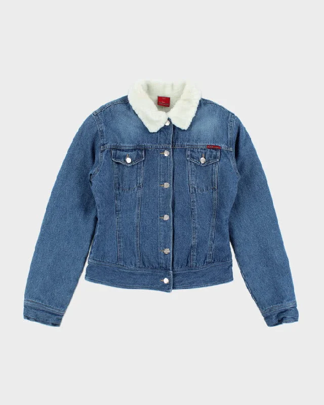 Vintage Y2K Women's Shank Faux Fur Lined Denim Jacket - M Striped Jacket Polka Dot Jacket Floral Jacket Vintage Y2K Women's Shank Faux Fur Lined Denim Jacket - M Striped Jacket Polka Dot Jacket Floral Jacket