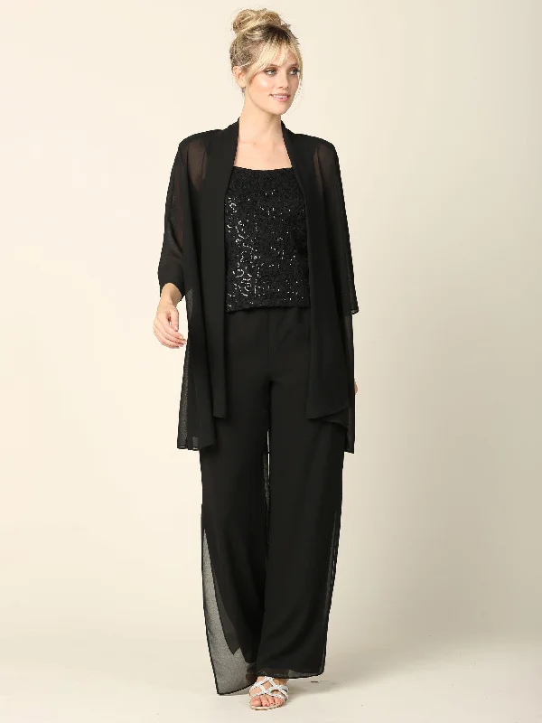 Mother of the Bride Formal Jacket Pant Suit Trendy Printed Pants
