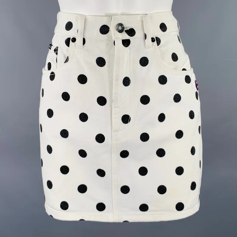 MARC by MARC JACOBS Size 27 White Black Cotton Polka Dot Mini Skirt silk skirt lustrous