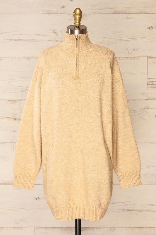 Castiglione |  Quarter-Zip Knit Sweater Dress Anti-Pilling Anti-Shrink Durable