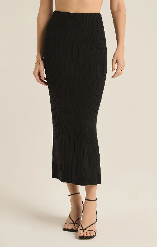 Z Supply Louisa Rib Midi Skirt- Black corduroy skirt comfortable