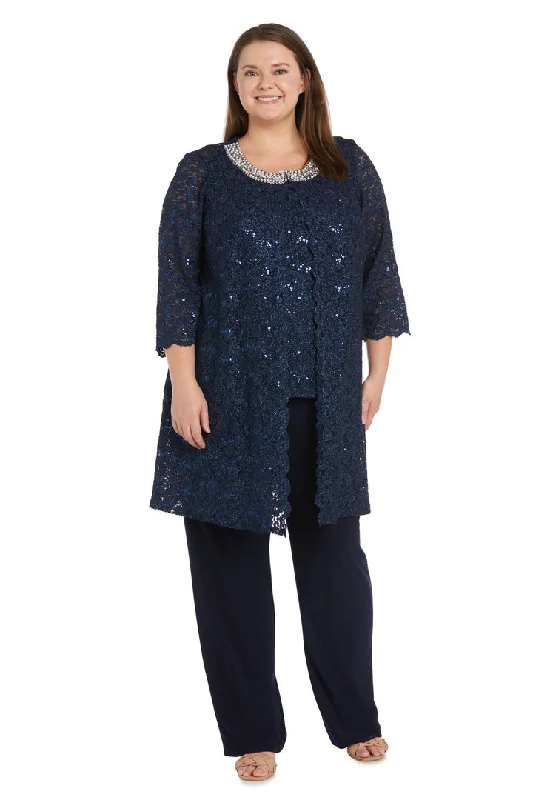 R&M Richards 1351W Plus Size Formal Jacket Pant Suit Modern Skinny Pants
