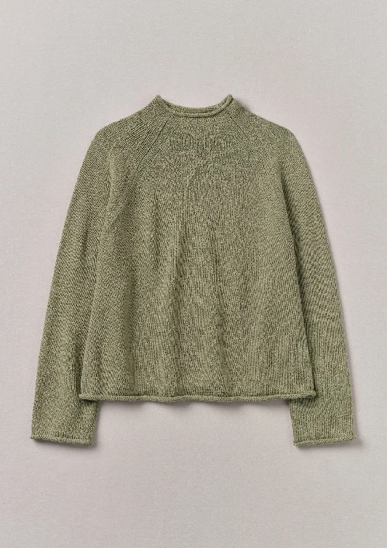 Organic Cotton Linen Easy Sweater | Sage Anti-Pilling Anti-Shrink Durable
