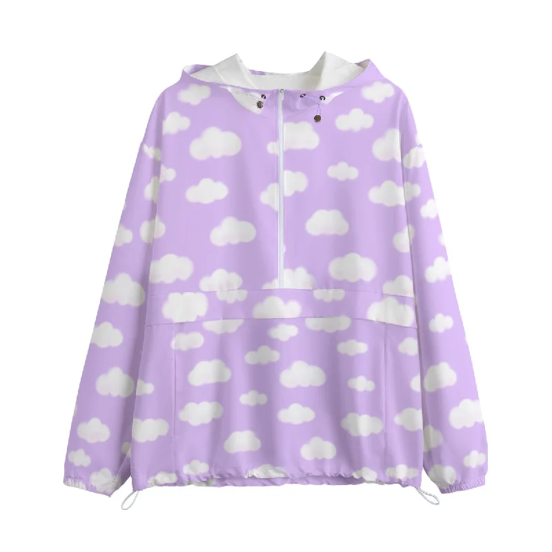 Dreamy Clouds Unisex Half-Zip Anorak Jacket (Lilac) Welt Pockets Slit Pockets Flap Pockets Dreamy Clouds Unisex Half-Zip Anorak Jacket (Lilac) Welt Pockets Slit Pockets Flap Pockets
