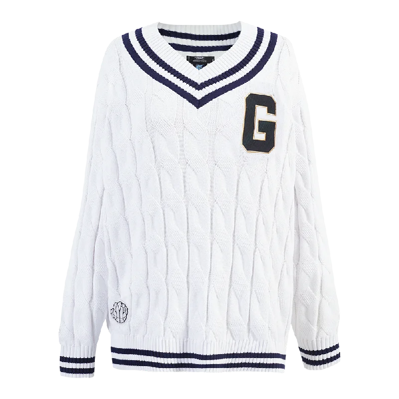 NBA MEMPHIS GRIZZLIES PRO PREP V-NECK WOMEN'S SWEATER (WHITE/MIDNIGHT NAVY) Welt Pockets Slit Pockets Flap Pockets