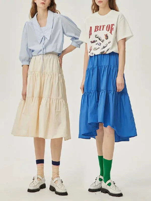 Klein blue / Beige Tiered Skirt velvet skirt luxury