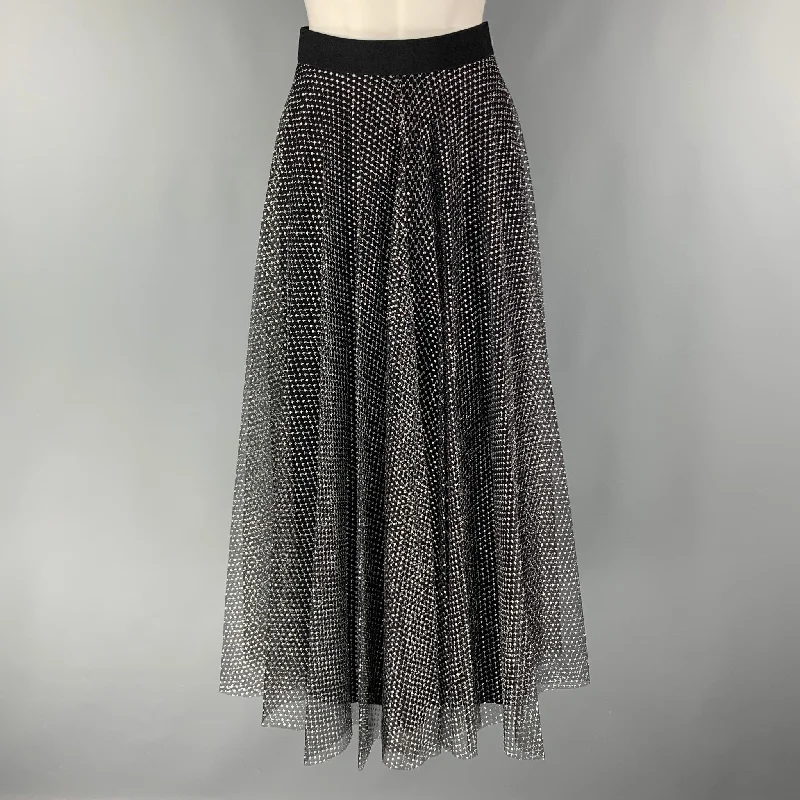 CHRISTOPHER KANE Size 4 Black Silver Polyamide Blend Mesh A-Line Skirt leather skirt modern