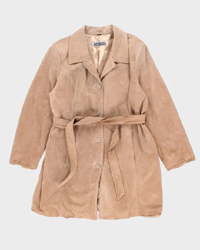 Vintage Guillame Suede Trench Jacket - M A-Line Jacket Boat Neck Shawl Collar